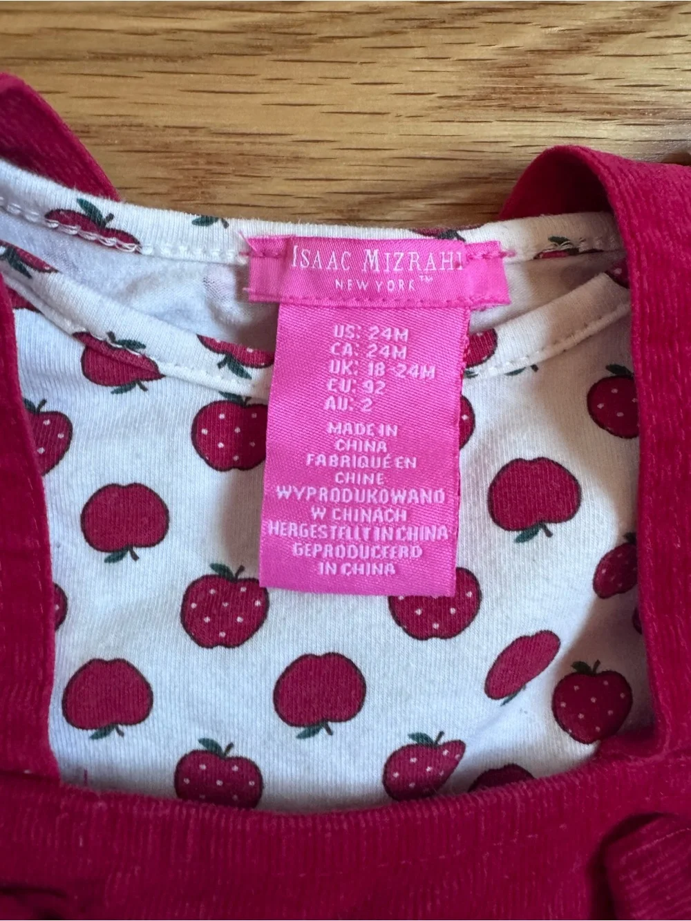 Isaac Mizrahi Red Corduroy Apple Pinafore with Matching Top
